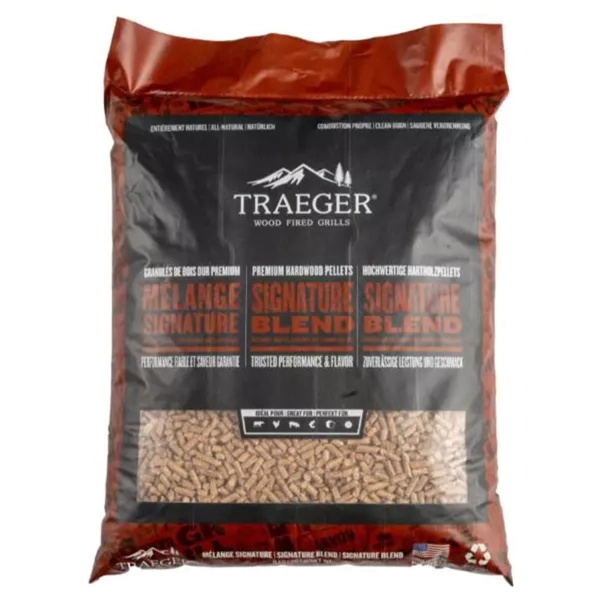 Drevené pelety TRAEGER FSC Signature Blend – Paleta 630 kg (70 vriec × 9 kg)