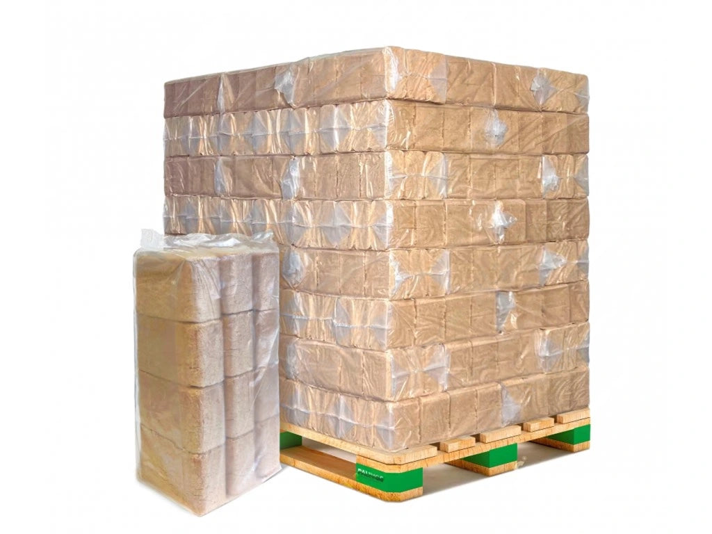 Tvrdé drevené brikety RUF – fóliové balenie / paleta 960 kg (96 vriec × 10 kg)