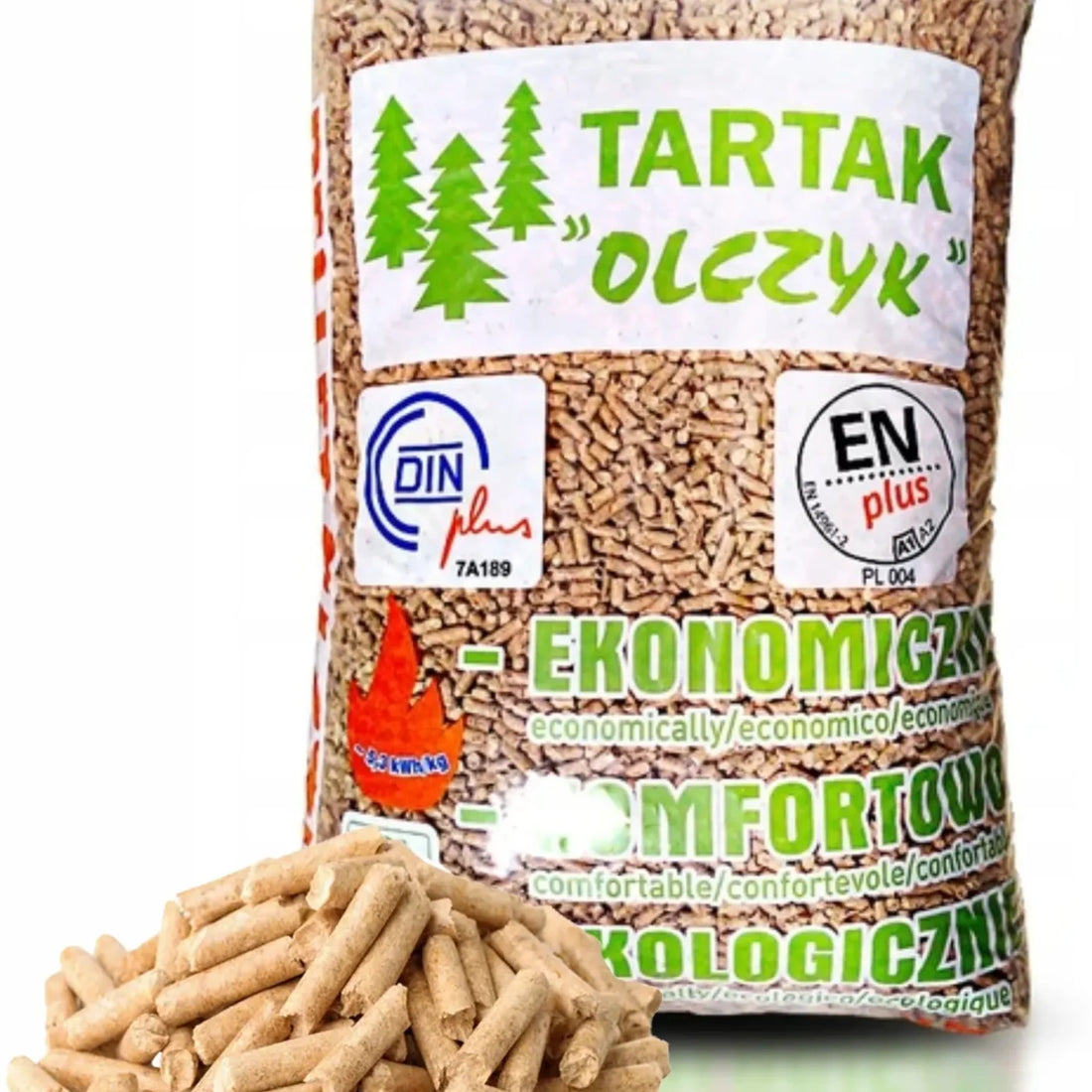 Drevené pelety Olczyk – Paleta 975 kg (65 vriec)