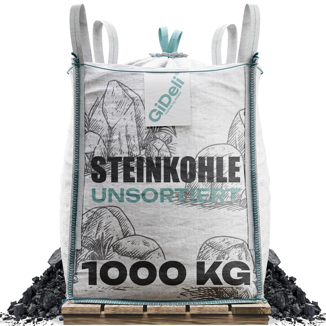 Steinkohle (hnedé uhlie): 1000 kg Anthrazitkohle (antracit): 5-50 mm Vysoká výhrevnosť Kúrenie v krbe Kúrenské uhlie GiDeli