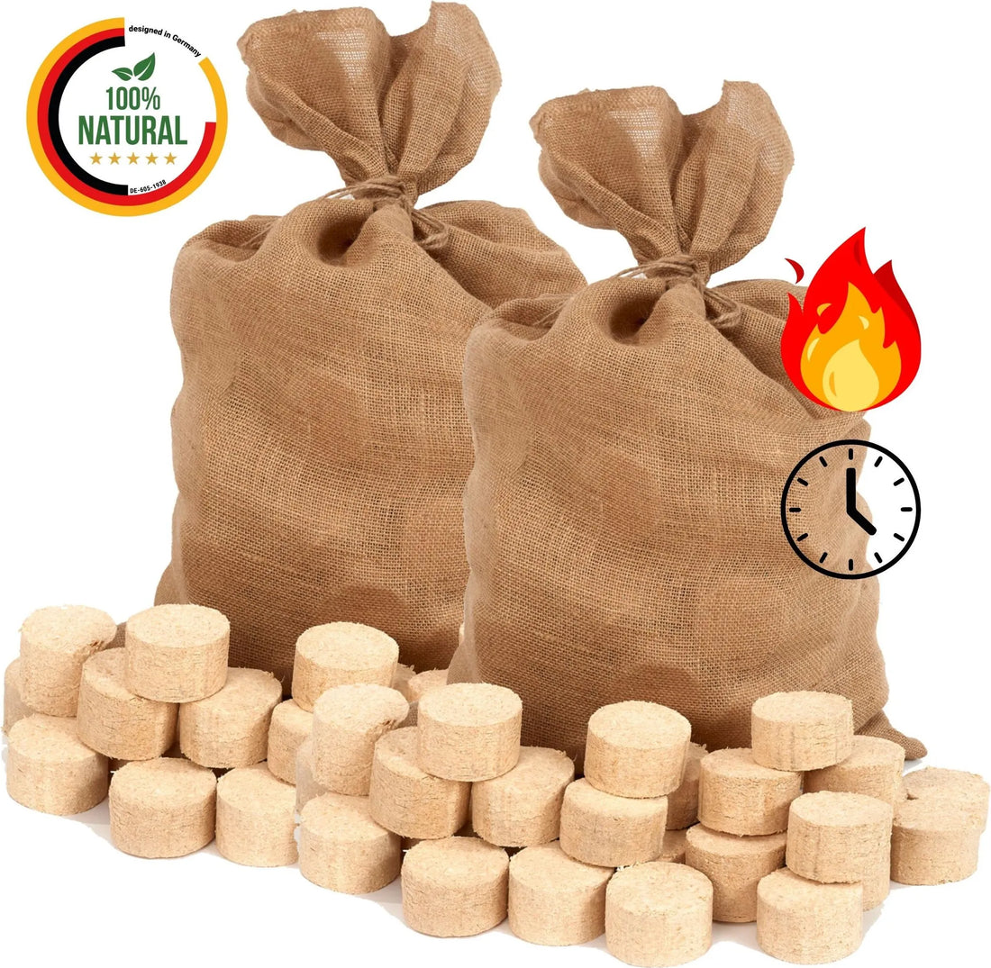 Drevené brikety Floranica – 100 % lisované z tvrdého dreva – 5 × 12,5 kg (62,5 kg) – okrúhle brikety do krbu – vysoká výhrevnosť – nízke emisie dymu