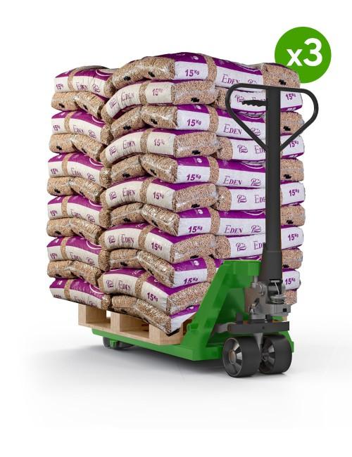 Prémiové drevené pelety Pure Pellet – 3 palety – 195 vriec, 2 925 kg