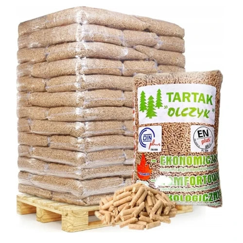 Drevené pelety Olczyk – paleta 65 vriec, 975 kg drevného paliva