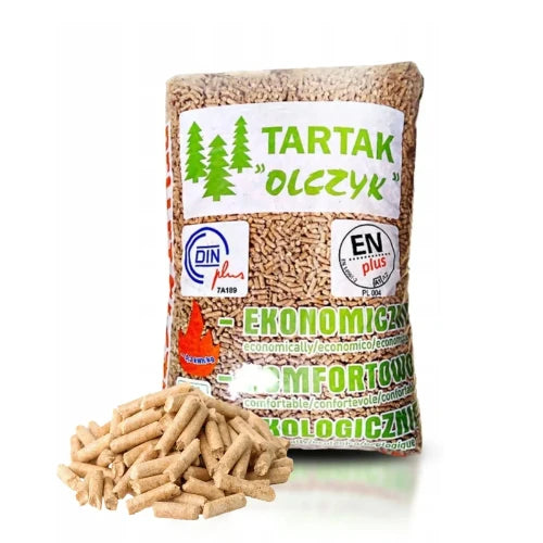 Drevené pelety Olczyk – paleta 65 vriec, 975 kg drevného paliva