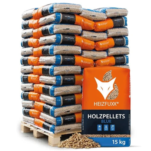 Drevené pelety HEIZFUXX Bleus 6 mm ENplus A1 – 975 kg (65 × 15 kg) – ihličnaté drevo