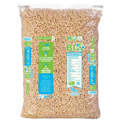 Paleta Bio Wärme – drevené pelety, 66 vriec po 15 kg (990 kg)